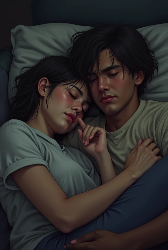 a woman having sex with a man in bed,manga style art,manga style art,manga style art