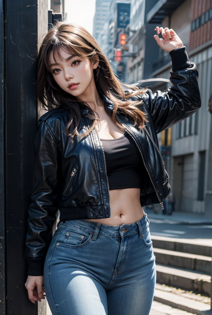 Best quality, 8k, Masterpiece, UHD:1.2, 1girl, (face request, perfect proportion, green eyes, light, hybrid half human half cat), (body tall woman 23 years old, perfect human body, very detailed, Bohemian, detailed body, perfect human skin, slightly tan, masterpiece, medium black skirt, very short black top, jacket), photorealistic, analog, realism, perfect proportion, (background request night sky with galaxy), %!v(MISSING) --auto