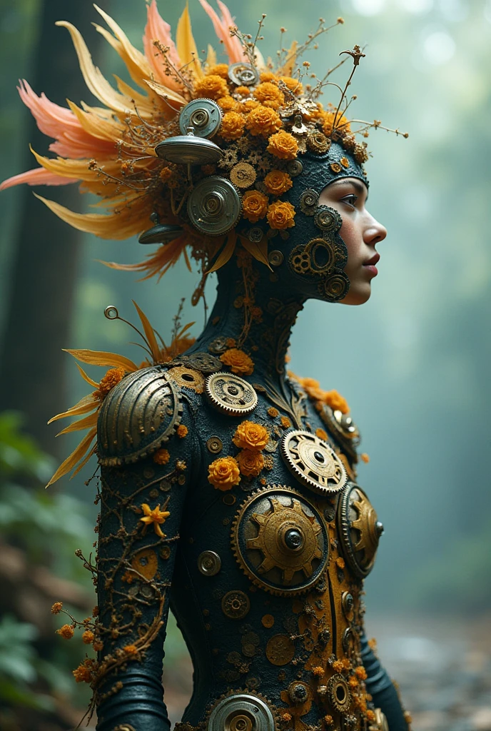 Grotesque insectoid mutant half woman, half grasshopper, field, god rays, Golden hour. Multifaceted eyes, proboscis mouth, undersized exposed heart, writhing in agony