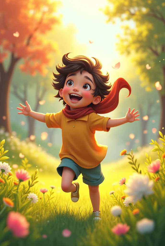 Small fairy flying with very bright wings