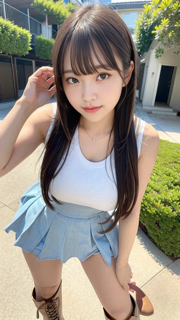 Japanese,Beautiful girl at :1.85,Baby Face:1.85、Ultra-flat chest:1.85、Ultra short height、An innocent smile,cute,Primary school students,女子Primary school studentsの私服,Summer clothes、clavicle、Black Hair、Nipples are visible、Inside the kindergarten、Childish