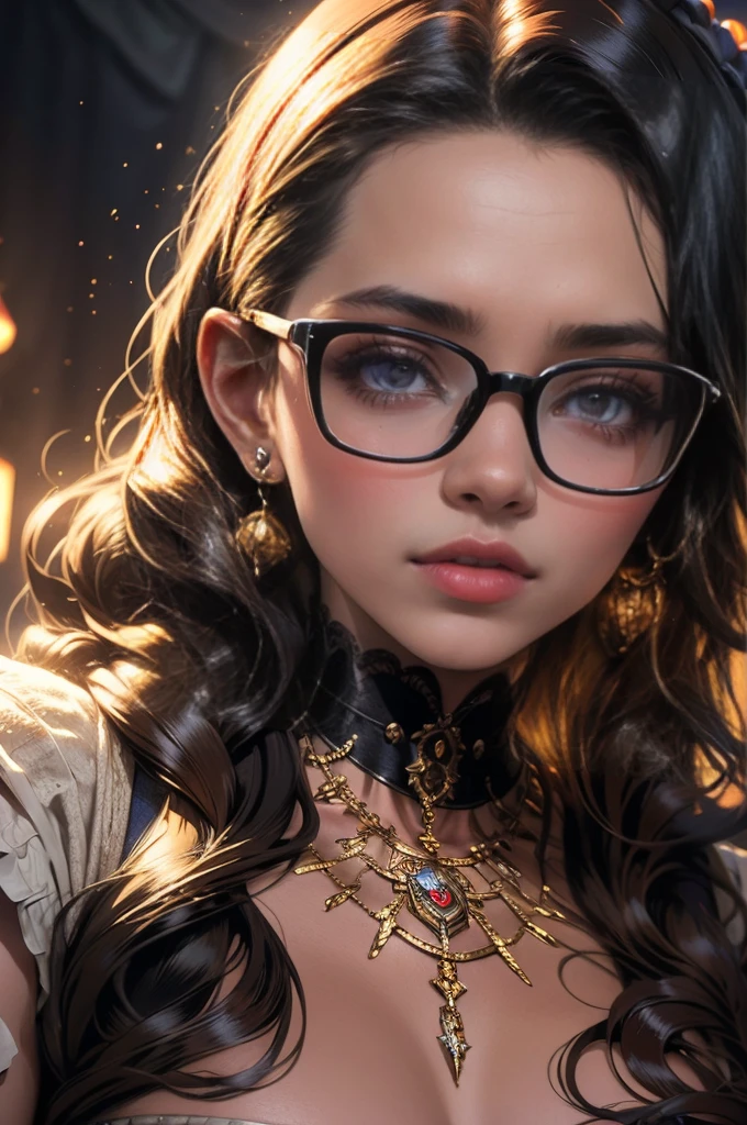 a nerdy girl with glasses, long hair, beautiful detailed eyes, beautiful detailed lips, extremely detailed eyes and face, long eyelashes, posing seductively in a studio setting, (best quality,4k,8k,highres,masterpiece:1.2),ultra-detailed,(realistic,photorealistic,photo-realistic:1.37),HDR,UHD,studio lighting,ultra-fine painting,sharp focus,physically-based rendering,extreme detail description,professional,vivid colors,bokeh,high quality digital art,sensual,erotic,OnlyFans,adult content