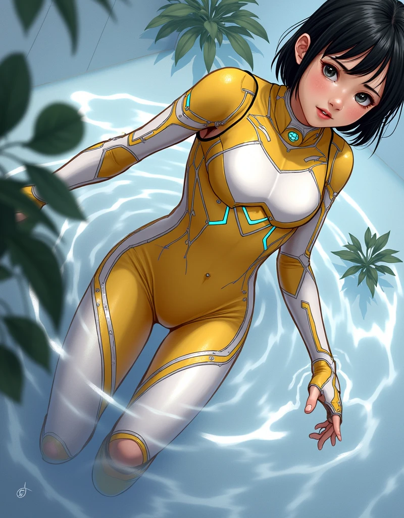 lewd, masterpiece, berserk style, Casca, 1girl, solo, nude, (detailed skin, tanned), (small breasts), lustful face, lips mouth, steamy-stench, sweat, short hair, blue eyes, defined body, thighs, (shiny highlights), in the dark forest, under the tree, relaxed pose, (after intense paizuri), she smears her skin wiping out traces of cum, stench vapors coming from her body