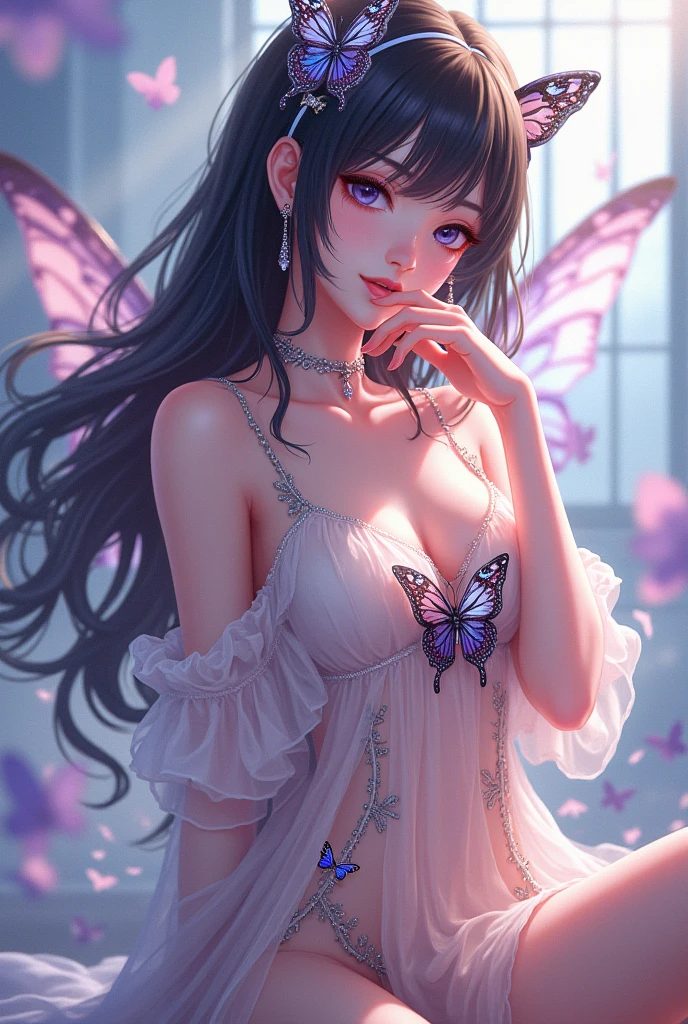 (masterpiece, best quality, supeior quality, intricate details, beautiful, aesthetic:1.2), extremely detailed cg unity 8k wallpaper, sharp focus, high quality, 8k, RAW, ultra details, extremely dellicate and beautiful, real shadow, (challenging look), photorealistic, highly detailed painting, award winning painting, marvelous painting, artistic style, stylized, 1girl, armlet, bare shoulders, red eyes, teashades , bracelet, large breasts, crop top, earrings, fairy, fairy wings, forest, greek, jack-o'-lantern, lantern, lips, long hair, long skirt, looking at viewer, midriff, nature, navel, (night:1.5), outdoors, (purple hair), solo, standing, tree, white skirt, fairy wings, hentai