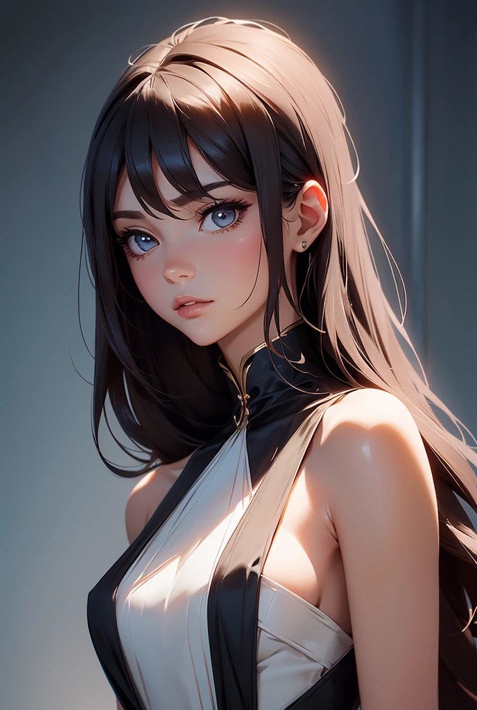 (masterpiece, best quality), deep ebony 1girl, beautiful face, freely hanging braids