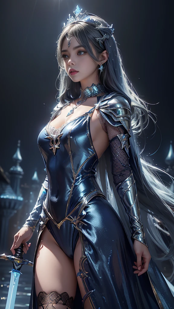 arafed woman in a silver and blue costume posing for a picture, epic exquisite character art, deviantart artstation cgscosiety, ig model | artgerm, 2. 5 d cgi anime fantasy artwork, trendin on artstation, stunning character art, beautiful and elegant elf queen, a beautiful fantasy empress, epic fantasy art style hd, fanart best artstation