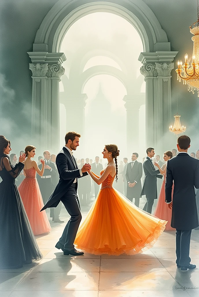 create a drawing poster about the connectedness of ballet and ballroom
