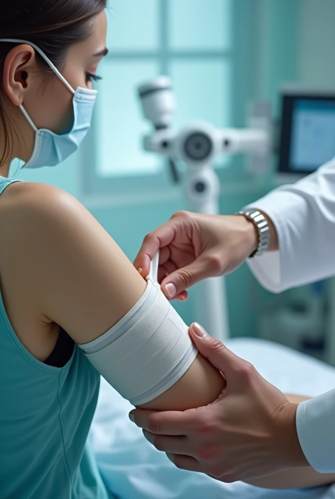 Vaccine injection girl arm