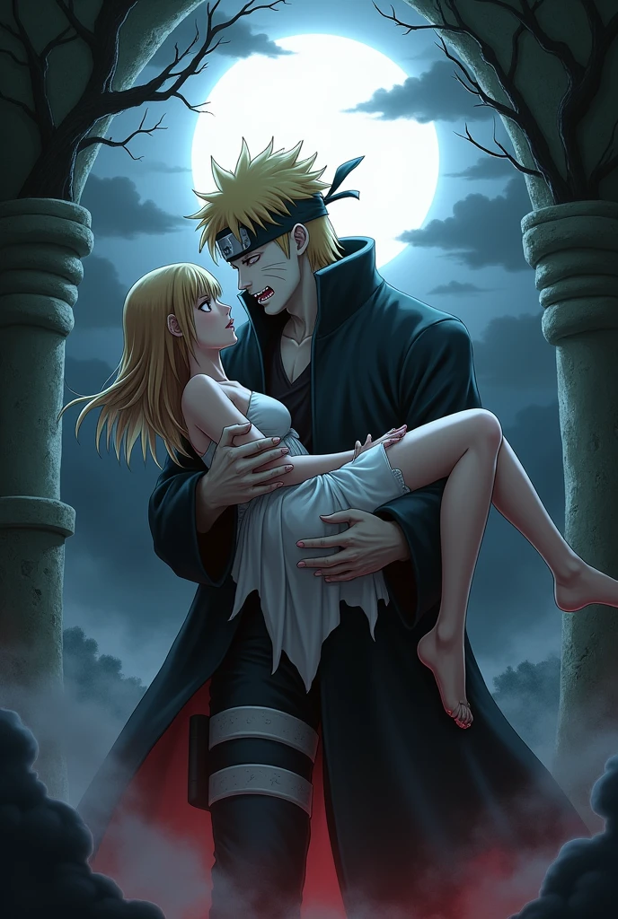 Best quality, masterpiece, ultra high res, (photorealistic:1.37), raw photo, 1girl, perfect body, long straight yellow hair, side comb, slight smile, Red slit long cloth parted, perfect big breasts, perfectbody, pookies, beautifull eyes, beautifull face, detailed brown eyes and face, split cloth, split, dynamic lighting, brown Eyes, (Shizuka Marikawa High school of the dead), eyes looking at the camera, (scared face), (running away from the Zombie who is chasing him, horror town atmosphere)