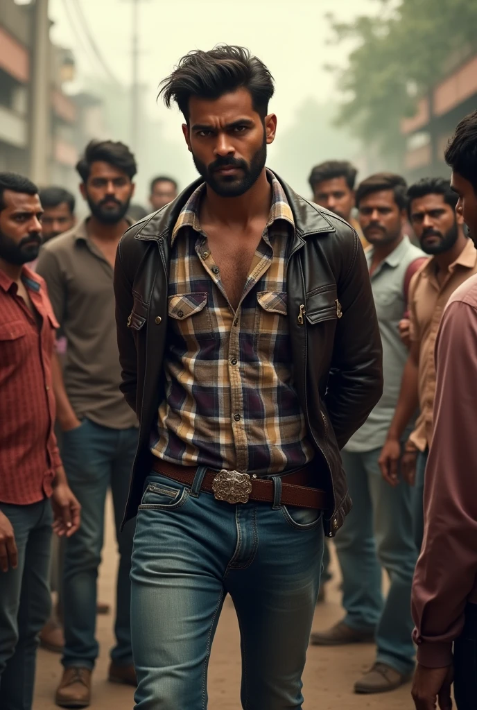 Change background to bahubali city. Change the person into warrior. Realistic 8k