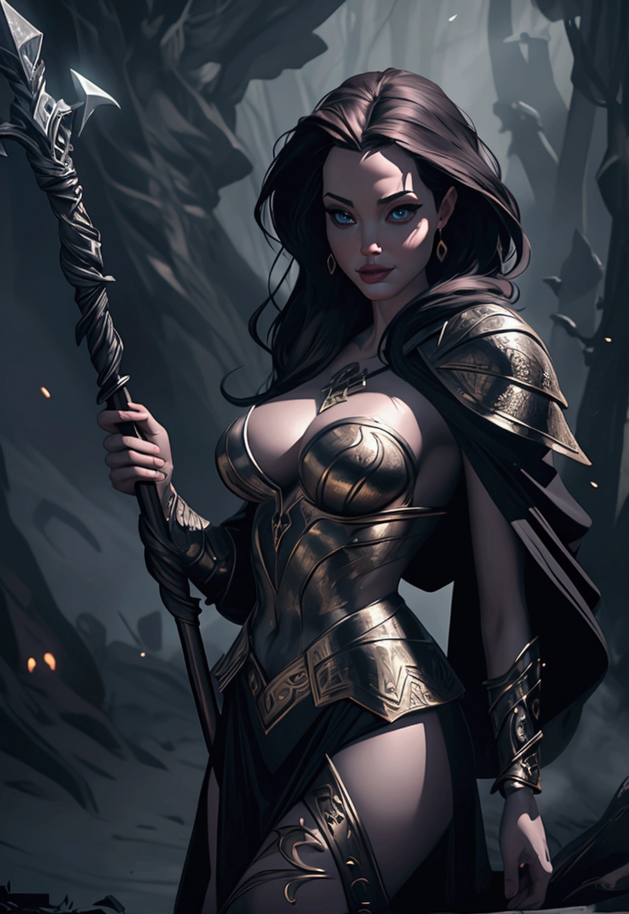 Ultimate beauty of a goddess, best looks, most beautiful body, large breasts with cleavage, Gold color hair, white & gold lingerie armor, wielding a sword (gothic style:1.2) . mysterious, haunting, dramatic, (minimal, ornate), aesthetic, eerily beautiful, dark surrealism, best quality