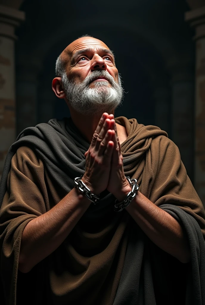Job with scabies and a scab asking him to pray to God 
