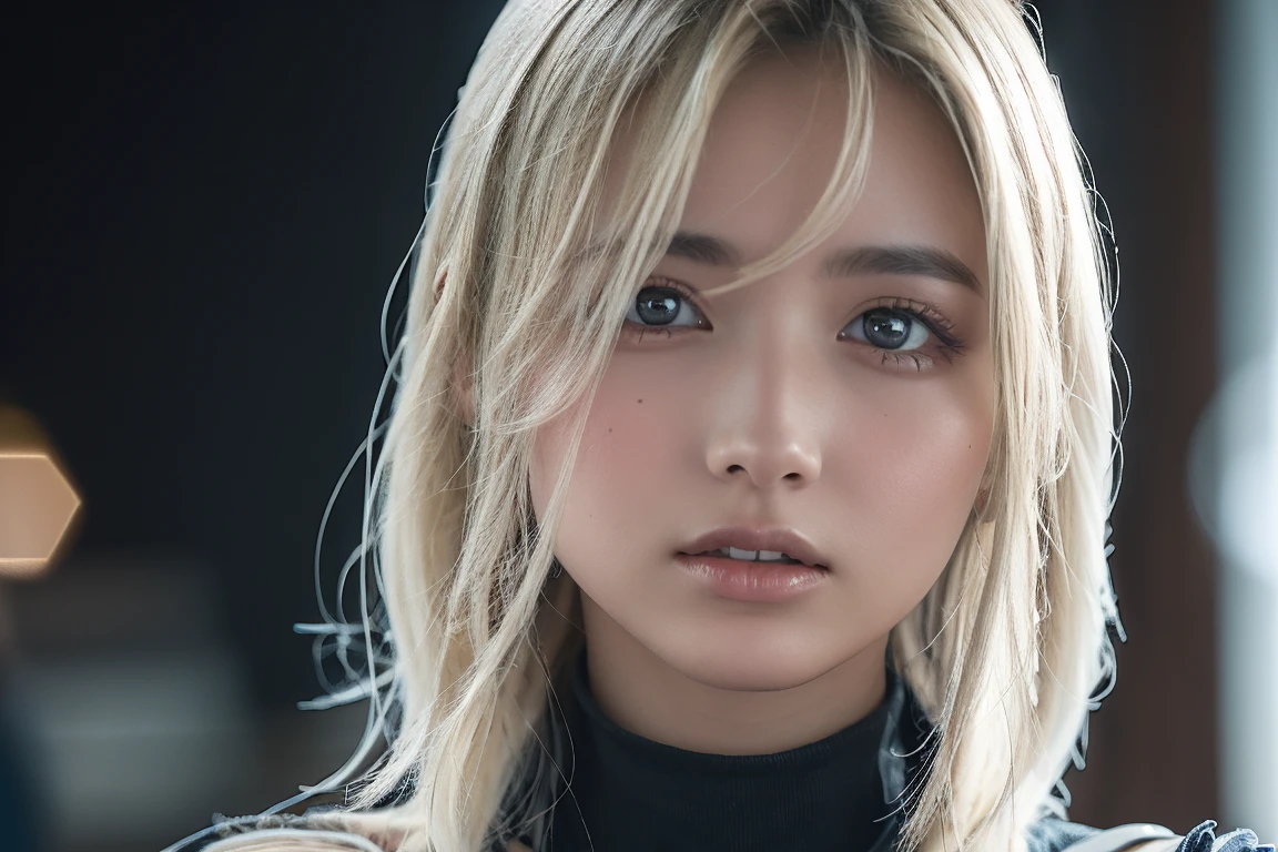 A comedic potrait of a cyberpunk cyborg girl with big and beautiful eyes, white hair, fino - rosto, rosto perfeito, sombreado realista, corpo inteiro, detalhes finos, night setting. muito estilo anime. Realistic shaded lighting poster by Ilya Kuvshinov Katsuhiro, Magali Villeneuve, Artgerm, Jeremy Lipkin e Michael Garmash, Rob Rey e Kentaro Miura Estilo, trending on art station