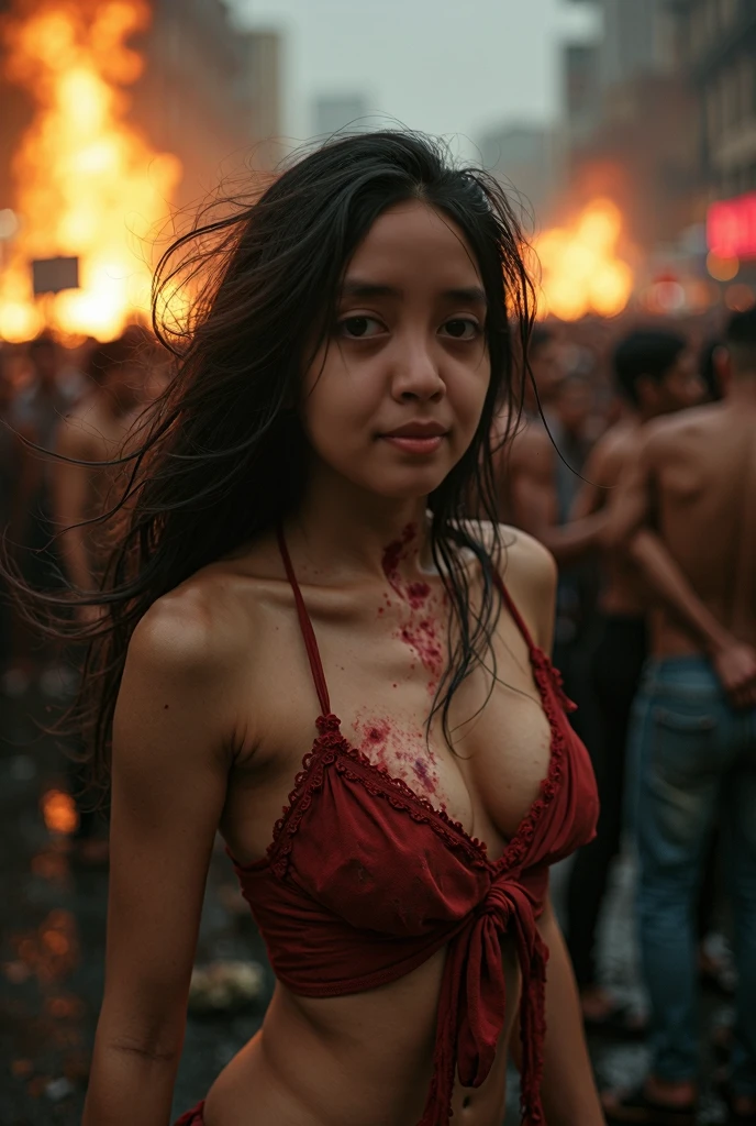 Girl raped by gangsters in Indonesian street at night