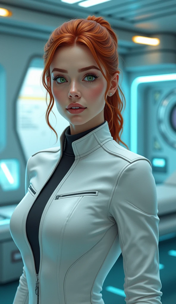 (best qualityer)), ((work of art)), (detailded: 1.4), (absurdrez), Erica Durance as a war-ready fighter pilot, White leather cyberpunk clothes, with spectacular abstract designs, defined muscular sculptural body, half thick bare thighs, mouth between open, generous neckline, ((perfect large breasts)), (alluring blue eyes), ((white and orange clothes)), (((long brown hair)))), long black eyelashes heavy makeup, close to real, pose sexy, fractal background, 2 piece outfit, cake, centred, scale to fit dimensions, HDR (high-range dynamics),ray tracing,nvidia RTX,Super-resolution,Irreal 5, underground dispersal, PBR Texture, Post-processing, Anisotropic filtering, Depth of field, Maximum clarity and sharpness, Multilayer textures, Albedo and Mirror Maps, Surface shading, Accurate simulation of light-material interaction, perfect proportions, octane rendering, two tone lighting, large aperture, Low ISO, White balance, rule of thirds, 8k cru, traje cristiano