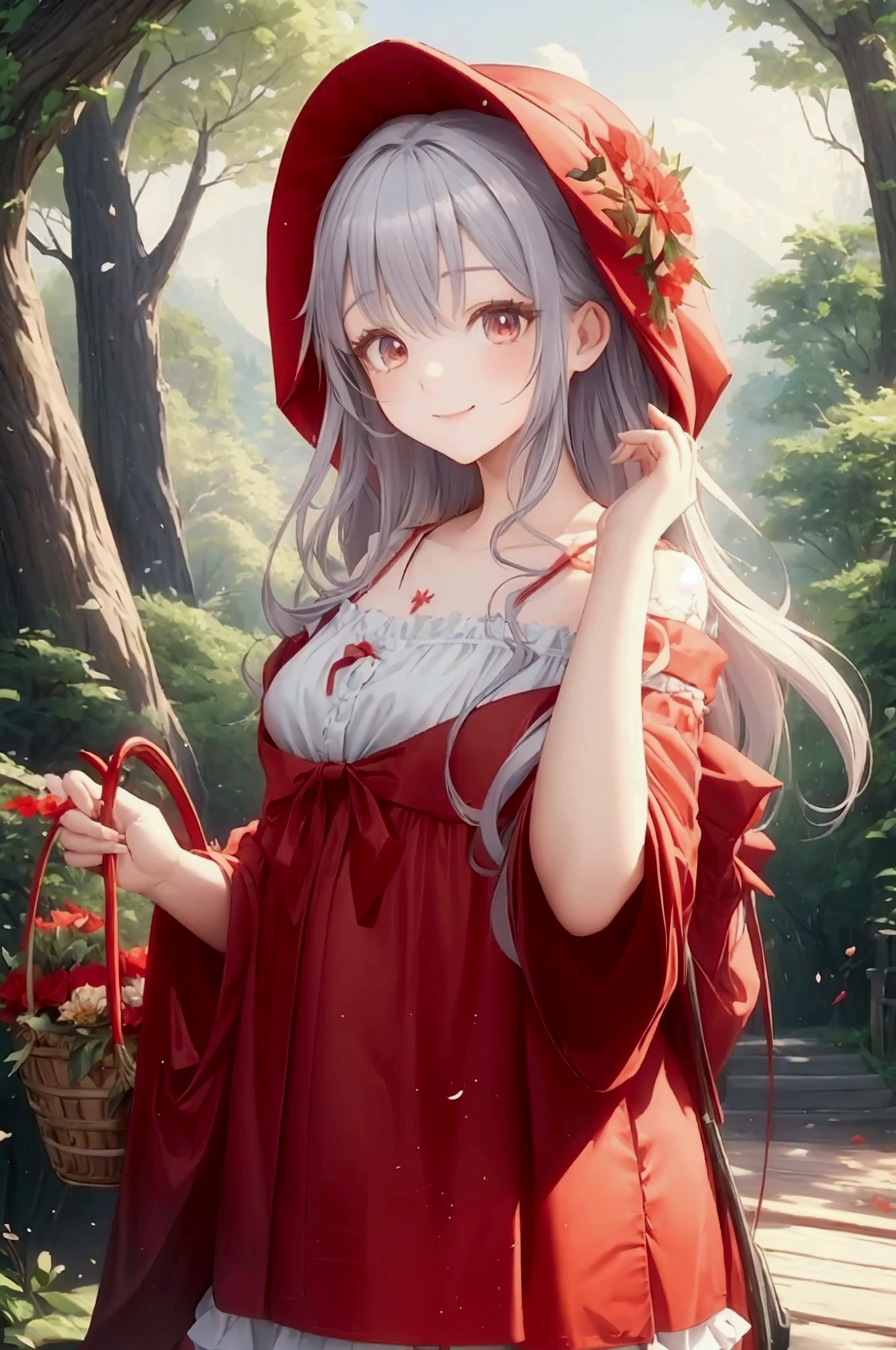 best quality,ultra-detailed,photorealistic,beautiful girl in a garden,traditional oil painting,red cape flowing in the wind,deep green grass and tall trees,sunlight filtering through the leaves,enchanted forest,detailed eyes and face,innocent expression,long wavy hair,basket filled with fruits and flowers,gentle smile,warm color palette,soft lighting, and big bad wolf hiding behind trees,mysterious atmosphere,storybook illustration,lush foliage,ethereal beauty,soft textures,dramatic shadows,fairy tale,adventure and danger,classic literature,magical encounter, exploring the unknown,curiosity,prominent eyes,portraits,mythical creature,suspenseful moment,exciting journey,innocence and bravery,contrast between light and dark,hidden dangers,whispering wind and rustling leaves,adding a touch of surrealism, path leading deeper into the forest,quiet and tranquil setting,enchanted garden,contrast between the girl's red cloak and the green surroundings,contrast between the girl's soft features and the wolf's fierce expression,captivating and compelling imagery.
Canceled by the system
