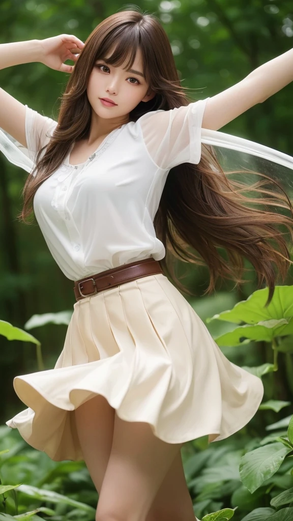 Beautiful Girl, Brown hair, Long hair, (Curly hair), (((Lace panties))), (((Very sweet smile))), looking at the viewers, (((Lift the hem of the skirt, Lift the hem of the skirt with both hands, Lift the hem of the skirt yourself))), (((Autumn Fashion))), (the beach) ((of the highest quality, 16 K, masutepiece: 1.3)), 1 girl, Light on Face, hyperdetailed face, very detailed lips, Detailed eyes, Realistic pupils,full bodyesbian,