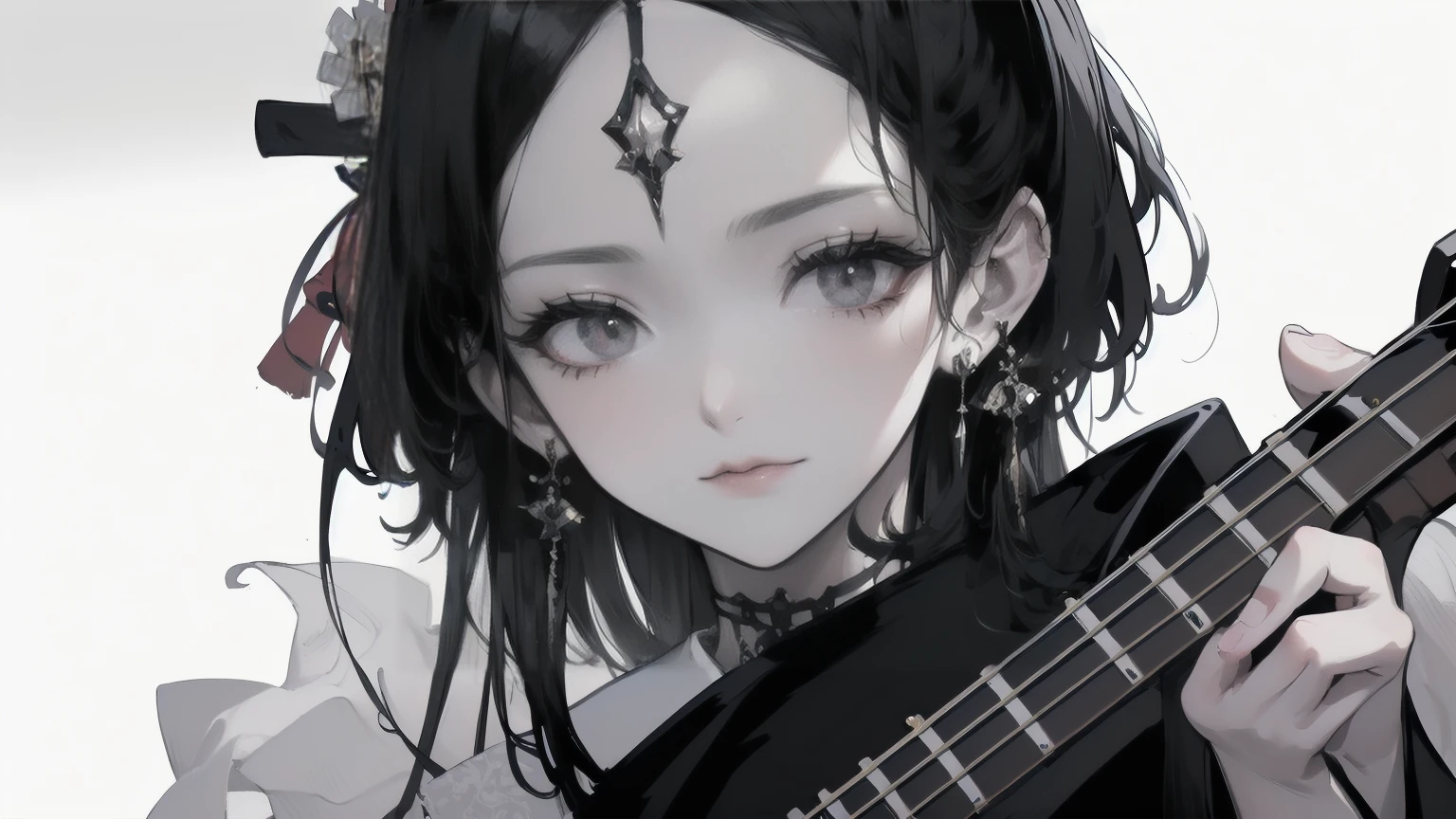 One Girl、Earrings、Tribal tattoo、GOTH design clothes、Line art、Hold a cigarette、Background white、Octane Rendering Style、Bunny earasterpiece, best quality, extremely detailed CG unity 8k wallpaper,