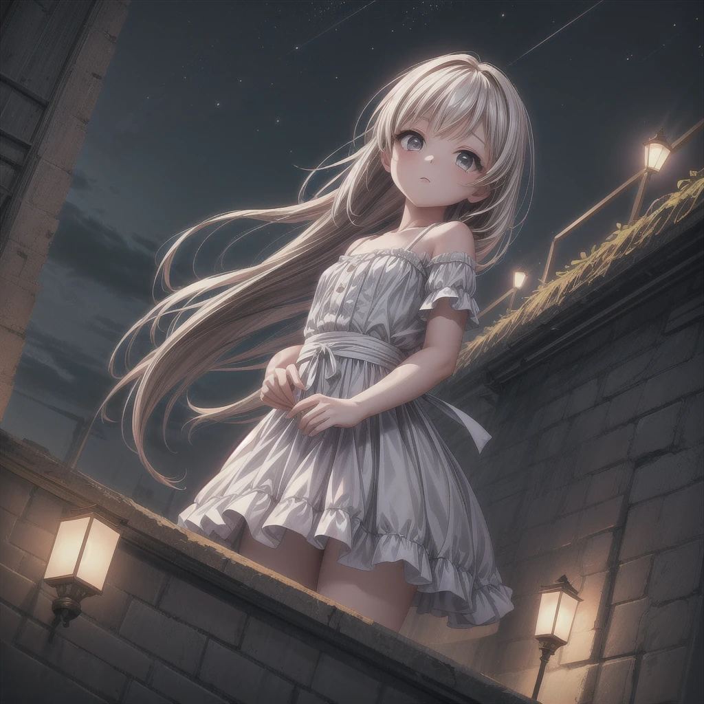 ultra detailed game CG, (High resolution:1.1),(absurderes:1.1), 1girl in, , Solo, Simple Anime, nightcity, Overlooking the night view from a height