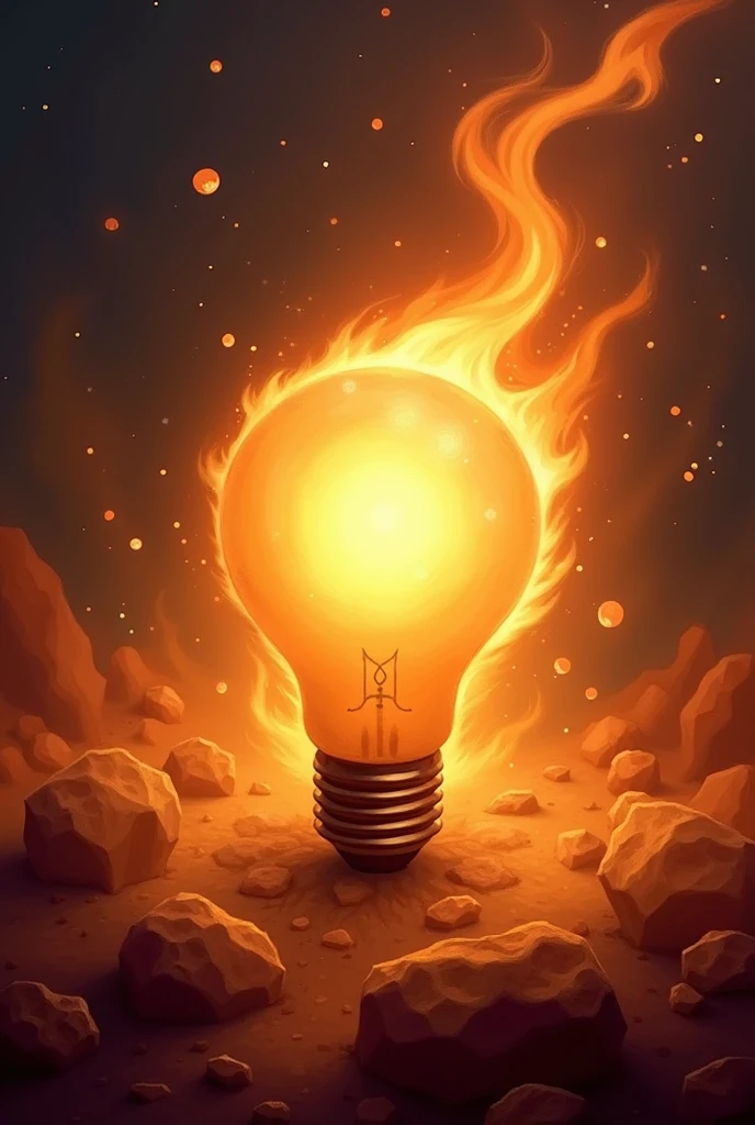 Generating Light From Fire A bulb or light around fire vackground ir light or blub engaged with ...