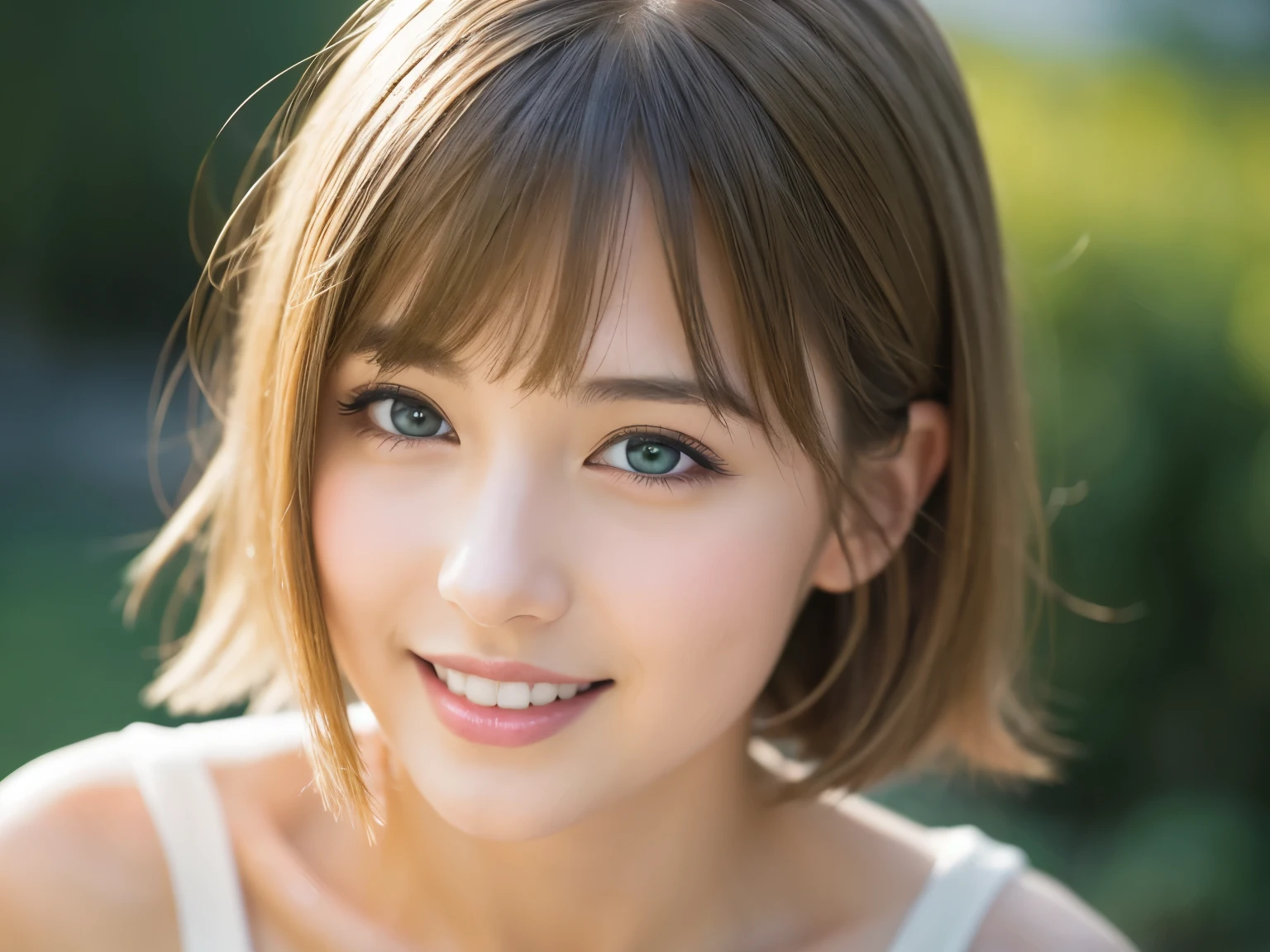 One Girl, (beautiful girl, Delicate girl:1.3), (:1.3),
break, (Revealing clothing:1.2),
break, (Small waterfall background:1.2),
break, Very beautiful eyes, (Symmetrical eyes:1.3),
break, (Big Breasts:1.1), Brown eyes, Parted bangs, Brown bob cut hair, Round face, cute,
break, (Eye and facial details:1.0),
break, (masterpiece, Highest quality, Very detailed, Detailed face, 8K)