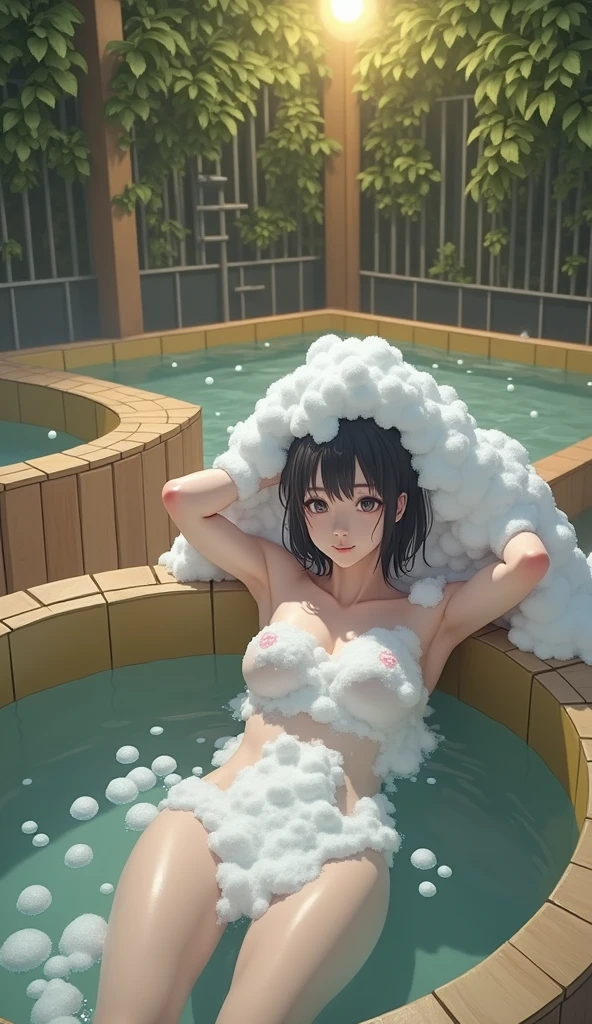 highest quality,masterpiece,Black Hair,Mixed-bathing public bath,Completely naked,Nipples,Thin pubic hair,Classmate,Embarrassing