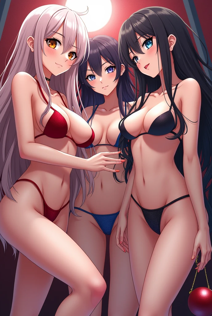 nsfw,2girls,Bat girl,White hair,red eyes,black hair,DUO,Cleavage, fang vampire,Black Cape,spread arms,masterpiece, best quality, very aesthetic, absurdres masterpiece, best quality, very aesthetic, absurdres masterpiece, best quality, very aesthetic, absurdres,looking at viewer,nude,Naked cloak,tan,light Skin,tanlines