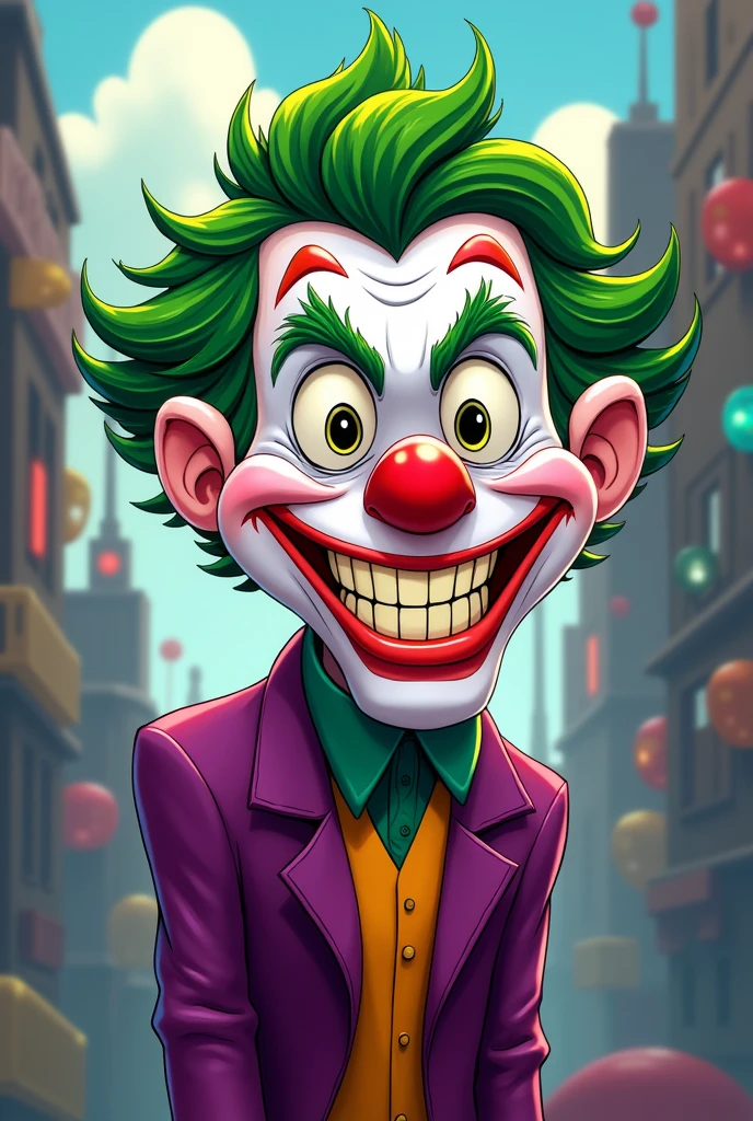 young Joker's face, cartoon