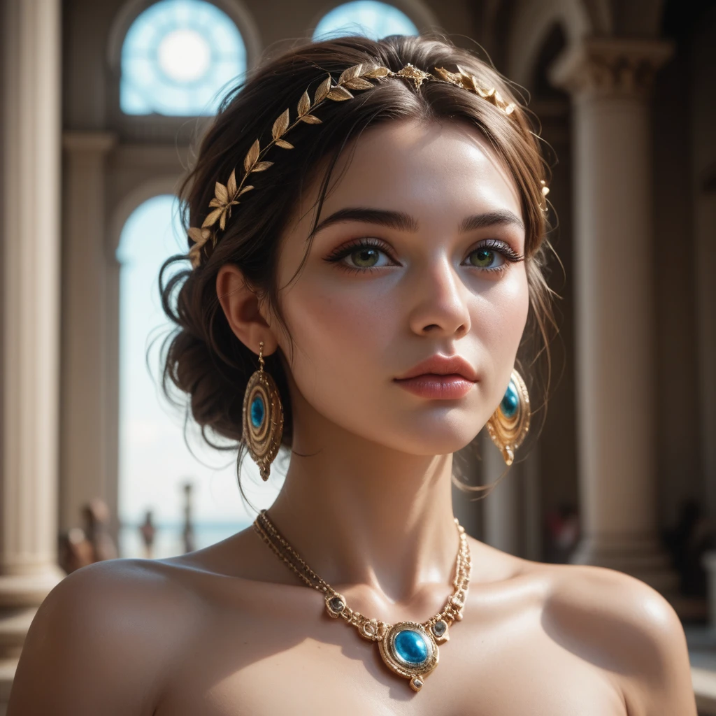 Ariadne、Greek mythology,An extremely beautiful woman、The most beautiful woman in the world、whole body、(Best Quality,8k:1.2),Detailed eyes,Realistic Face,Beautiful Lips,Vibrant colors,High resolution,