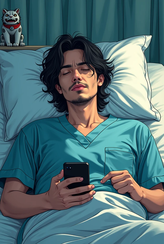 A paralyzed young man lies on a hospital bed