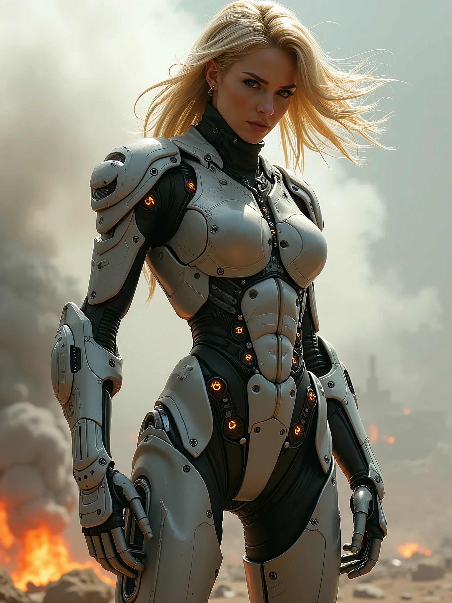 techmai female warrior on the battlefield, expressive <lora:techmai:1>