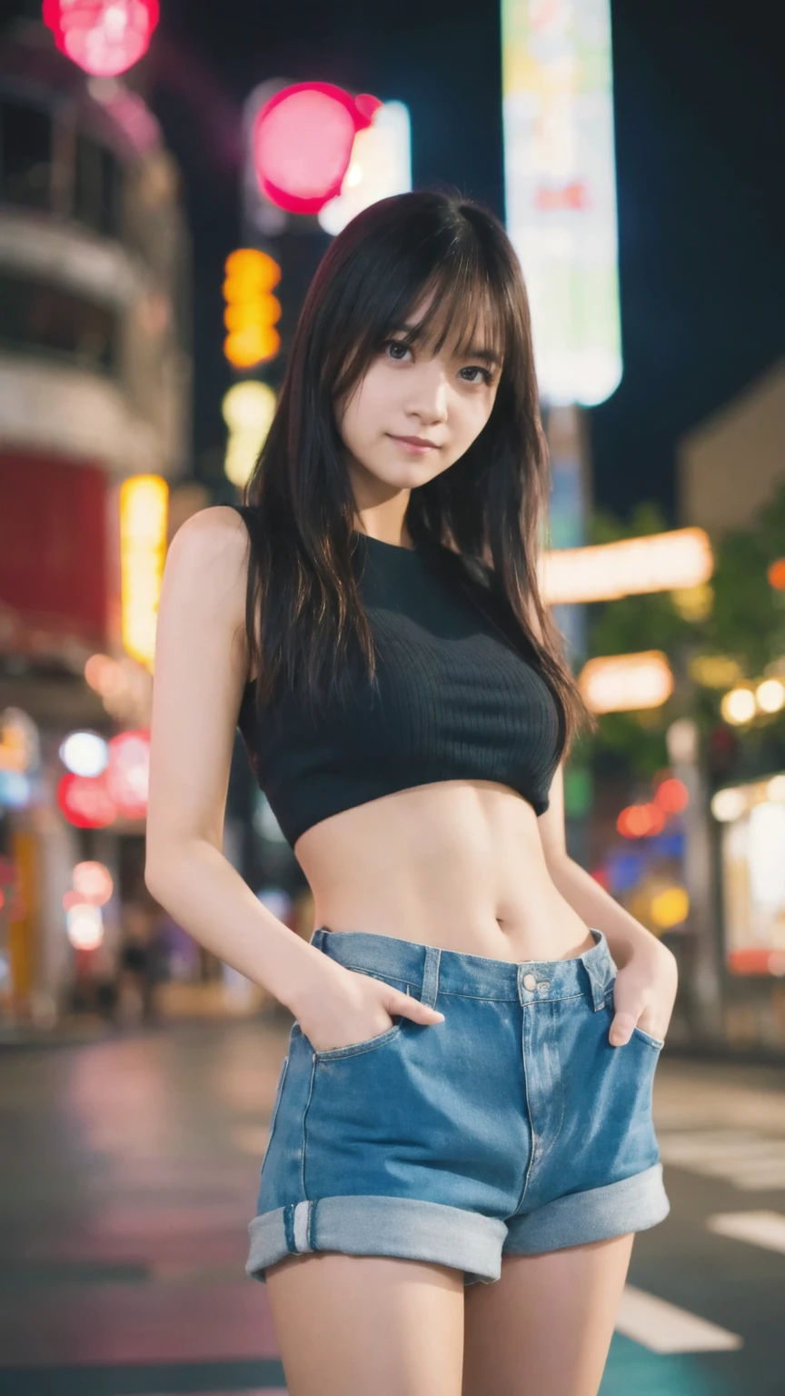 Single girl, summer, city, Osaka street, evening, city lights, upper body, close-up, 8k, RAW photo, highest quality, masterpiece, real, photorealistic,