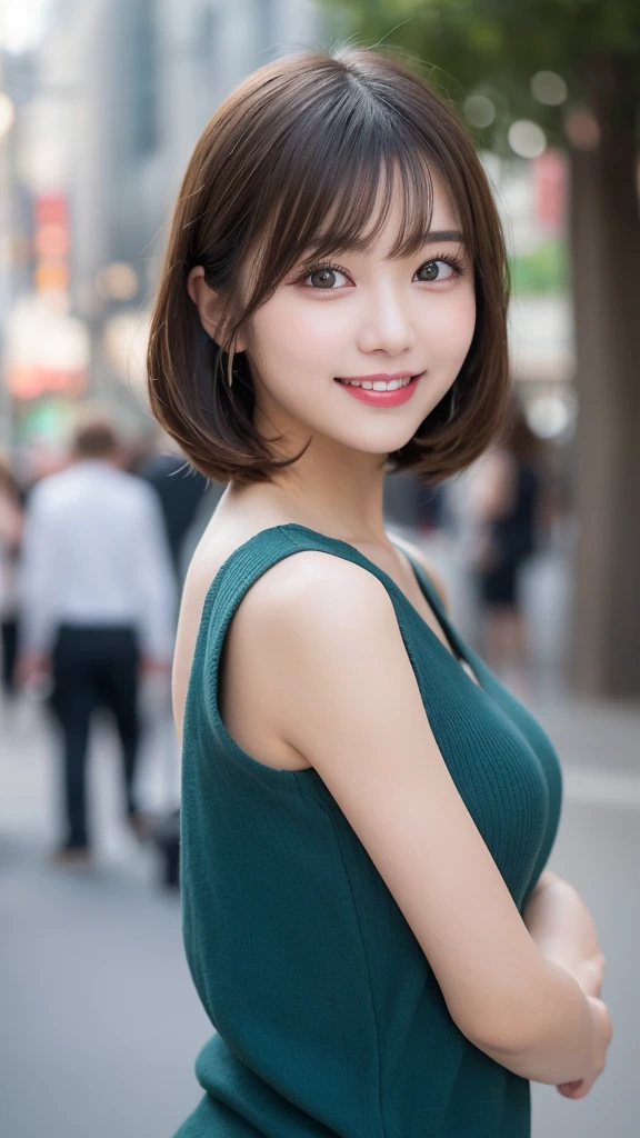 realistic photos of (1 cute Korean star) Shoulder-length hair, thin makeup, medium breasts size, slightly smile, wearing camouflage tank top, at the jungle, sunset light, upper body portrait, cinematic lighting, UHD