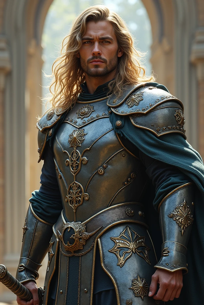 (masterpiece, photorealistic:1.4, extremely intricate:1.3), (photon mapping, radiosity, physically based rendering, ultra resolution, hyper-realistic, photorealistic:1.4, hyper-realistic, 8K), muscular man, ((black chrome late renaissance armor:1.4, chrome rivets (torso photograph), breastplate, green cloak), showing off his bulge, water reflections, gold etching, outdoors, medieval battlefield, sunrise, far away castle, (moat, ([bright ginger hair:dark hair:0.6]), dynamic pose), sharp focus, dramatic, award winning, (film grain, bokeh, interaction)