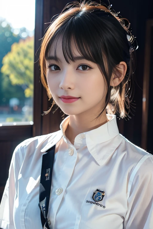 (8k, RAW photo, best quality, masterpiece:1.2), (realistic, photo-realistic:1.37), ultra-detailed, long sleeve,
1 girl, cute, solo, beautiful detailed sky, detailed cafe, night, sitting, dating,(nose blush),(smile:1.1),(closed mouth)
??????????????, beautiful detailed eyes,(collared shirt:1.1), bowtie,pleated skirt,(short hair:1.2),floating hair