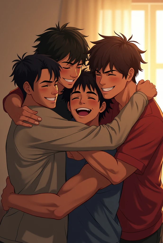 nudist mother loves、Lots of friendly elementary school boys、surround each other&#39;s face、(((Laughter and joy)))、in group photograph、Group Selfies、Night Tent、from side