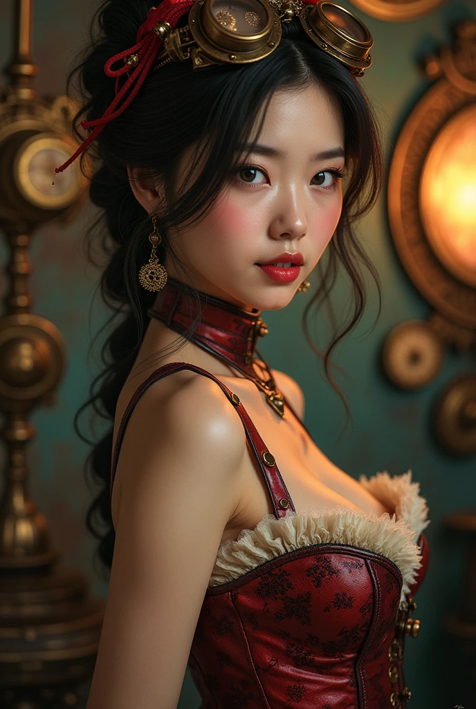 (masterpiece, top quality, best quality, official art, beautiful and aesthetic:1.2), extreme detailed,(fractal art:1.3),colorful,highest detailed, (1girl), Portrait of Abigail: a stunning woman with an updo, sitting at the bar in a nightclub. This masterpiece is of the best quality, ultra-detailed, and perfect for an 8k HDR wallpaper. Featuring cinematic lighting with sharp focus and intricate details.