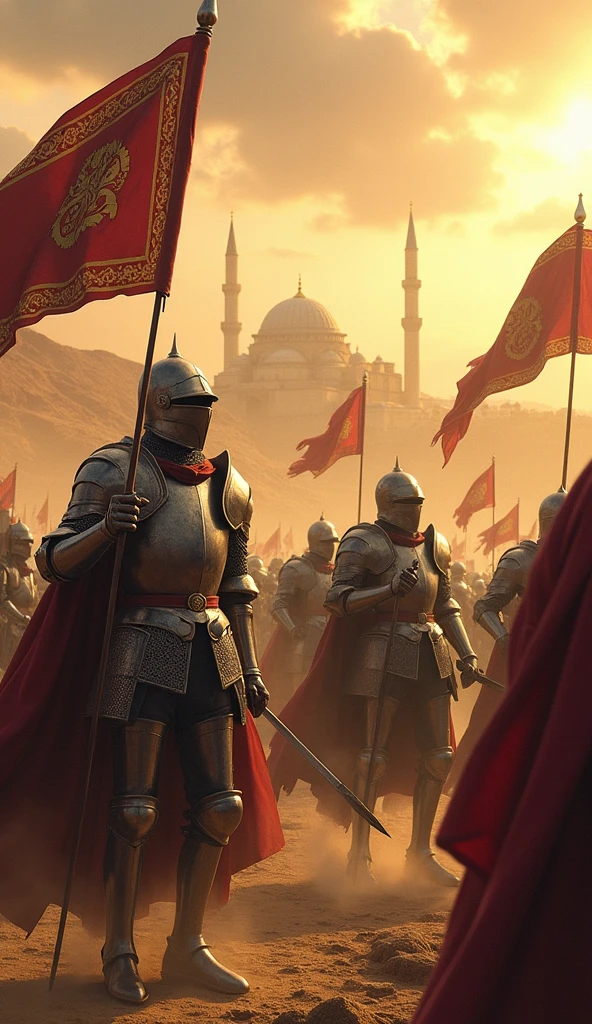 European medieval armies,Ottoman army,siege, constantinople, ottoman flag raised