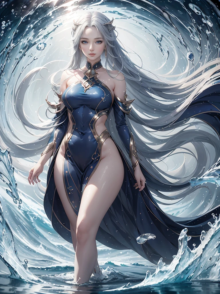 1. A beautiful and unique CG unity 8k wallpaper with the best light and shadow, very detailed, by a blue-eyed woman floating above the clouds in a beautiful white martial arts costume. She poses beautifully and dynamically, and her hair is colorful, including silver, red, purple, yellow, and green, making an impression. The excessive number of water droplets and thick clouds in the scene surround her, bringing out her beauty, while the watercolor-like texture also enhances the gorgeousness of this wallpaper. 2. This is a very detailed CG unity 8k wallpaper, the excellent lighting and shade convey a delicate, beautiful and moving atmosphere. The wallpaper is a floating ocean in which different shades of blue are splashed. The falling petals roll in the wind, and one can feel the power of nature. The scene is very vast, sea, sand, marine life. Impressive elements such as breath outline its beauty. 3. This is a very detailed CG unity 8k wallpaper, excellent lighting and shading perfectly convey the delicate, beautiful atmosphere. In the wallpaper, the colorful hair of the female seaside, many water droplets like crystal beads flying in the air, each element is unique, together show the charm of this wallpaper. --auto --s2