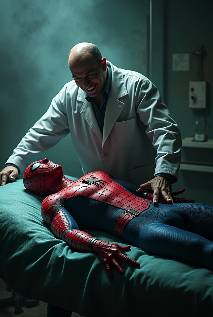 Doctors doing treatments to spiderman at hospital 