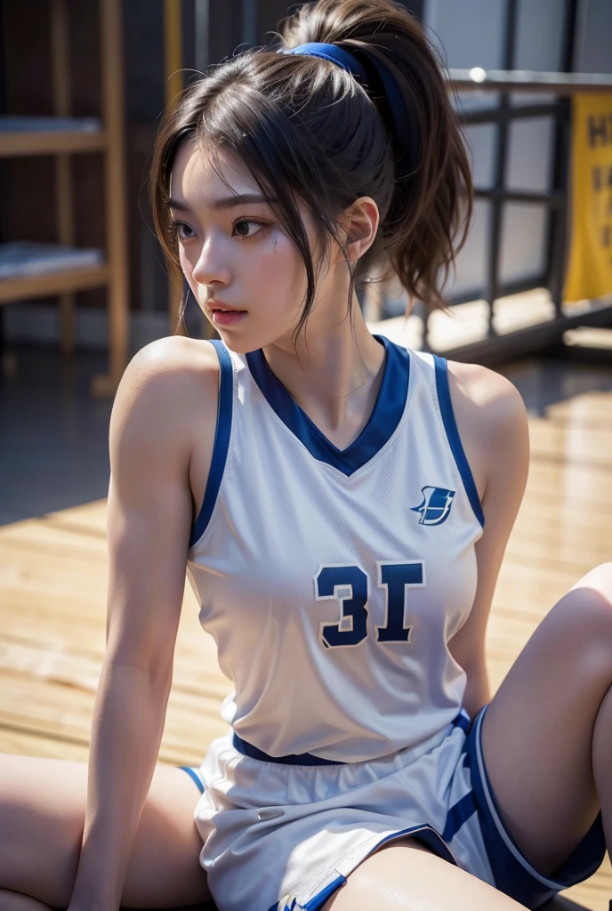 1girl in、(Super beautiful)、(beauitful face:1.5)、18-year-old schoolgirl、cheer leading、hairarmpits、(Armpit hair:1.4)、(sleeveless clothes)、Brown hair、(Cheering seats in a fully booked stadium)、(At SFW)