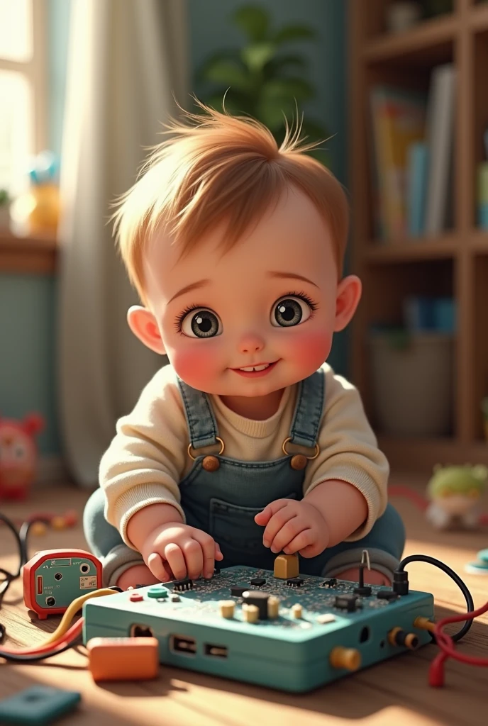 child playing with nuclear object
