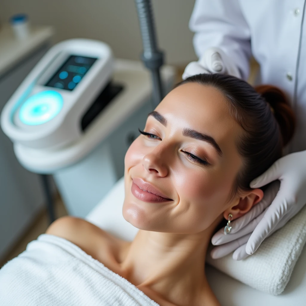 create an image of a 60 year old woman undergoing treatment with ultraformer mpt 