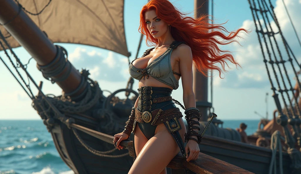 (best quality,ultra-detailed),(realistic,photorealistic:1.37),Lewd elf pirate,ship,penetrated,tied,desperate expression,humiliated,exposed body,fantasy,menacing ocean waves,seaweed,weathered wooden ship,stormy sky,salty sea breeze,dark and mysterious atmosphere,ragged pirate flag,shadowy silhouette of other pirates,treasure chest overflowing with gold coins,skull and crossbones insignia,playful and seductive eyes,striking red hair flowing in the wind,seductive yet fierce appearance,dirty and torn clothing,braided ropes,teeth gritted in pain and pleasure,heavy chains,moaning,roleplay,erotic fantasy,provocative gestures,mischievous smile,lustful anticipation,daring adventure,taboo desires,naughty exploration,shady underworld of the pirate world,dominance and submission,forbidden pleasure,sensual play,unleashed and forbidden passions,captive in a dangerous game,rippling muscles and toned physique,nervous anticipation,shadows dancing on the deck of the ship,moonlight peeking through ominous clouds.