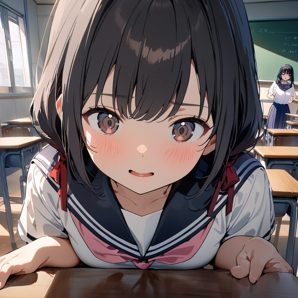 (must be follow these prompts:2.2),masterpiece,best quality,extremely detailed,(in her clothing:2.5),(in her workwear clothing:2.6),(adorable expression:2.6),(usual face:2.6),(displayed one girl on single picture:2.6),(Black hair twin tails:2.1),(A lively and cute high school girl:1.9),(The high school girl engages in prolonged sexual intercourse with the male workers around her every day, including vaginal ejaculation, while working and fixing her work clothes each time they become ripped off.:1.9),(The high school girl is working in her work clothes even though she smells of semen.:1.9),(A large amount of semen remained in the high school girl's vagina for about a week without being washed away.:1.8),(The high school girl's work jacket and trousers still had dried semen on them.:1.7),(The high school girl looks young, but she's actually voluptuous.:2),(The high school girl may look young, but she has had vaginal tens of thousands of times, and her vagina is covered in old semen.:2.4),(The high school girl has short, thick legs.:2.1),(The female high school student was wearing work clothes that had been semen ejaculated into them a long time ago, and the semen had turned a pale amber color.々Stands out in:1.7),(The crotch area of the work pants worn by the high school girl smells bad due to sweat and love juices.:2.0),(The high school girl has a very cute face and is very petite.:2.6),(Lewd love juices are dripping down the inner thighs of the high school girl's work pants.:1.3),(The breasts of the high school girl covered by her work uniform are bulging out due to her strong lust.:2.8),(she was already stroked up to the depth intervaginal sensuous spot:1.8),(notably buldged up her inner labia majora:2.9),(A young, shy moan:1.5),(having big breasts in her clothing:2.8),(A high school girl with an innocent look working while sweating:2.3),(The high school girl is short but has a slightly plump body.:2.1),(The crotch area of the work pants worn by the high school girl has become discolored due to love juice soaking in.:2.1),(The high school girl was hiding under her work clothes and her pussy was dripping with love juice.:2.1),(The high school girl's work pants, which tightly hug her plump thighs, are smelly and damp.:2.0),(The high school girl endures the fact that her genitals are getting sticky, but she keeps her work pants on.:2.1),(A high school girl who is always holding her crotch over the work clothes she has been wearing for a long time:2.1),(A moan filled with childish embarrassment:1.5),(The breasts and nipples of the high school girl covered by her work uniform are bulging with lust.:2.6),(The female high school student is working diligently:2.5),(The high school girl's legs are short and thick.:2.2),(she looks like japanese idol:2.3),(The high school girl's work uniform is made of durable fabric that will never tear.:3.3),(Her breasts are completely hidden under her work clothes:2.9),(she looks like a ta:2.0),(All of this happened to the high school girl herself, not anyone else.:3.5),(Make sure to depict the face:5.3),(Innocent face:3),(The film depicts just one high school girl.:3.3),(The only characters are the high school girls.:4.2),(Portrait Style:5)