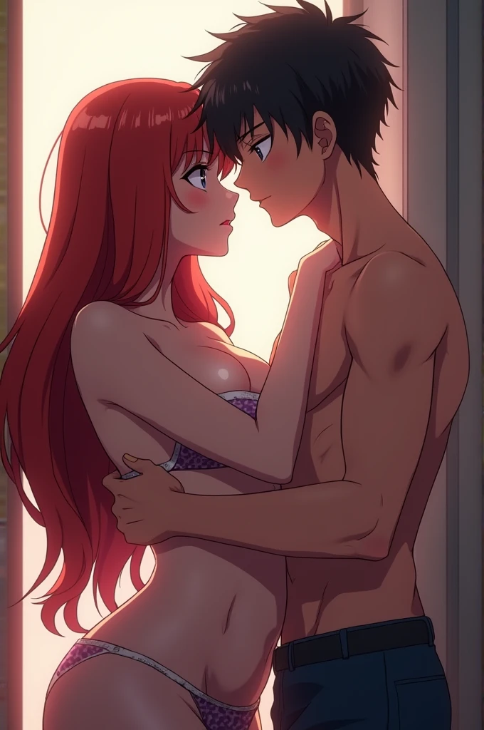 An anime,  sucking a guy&#39;s dick while looking at me