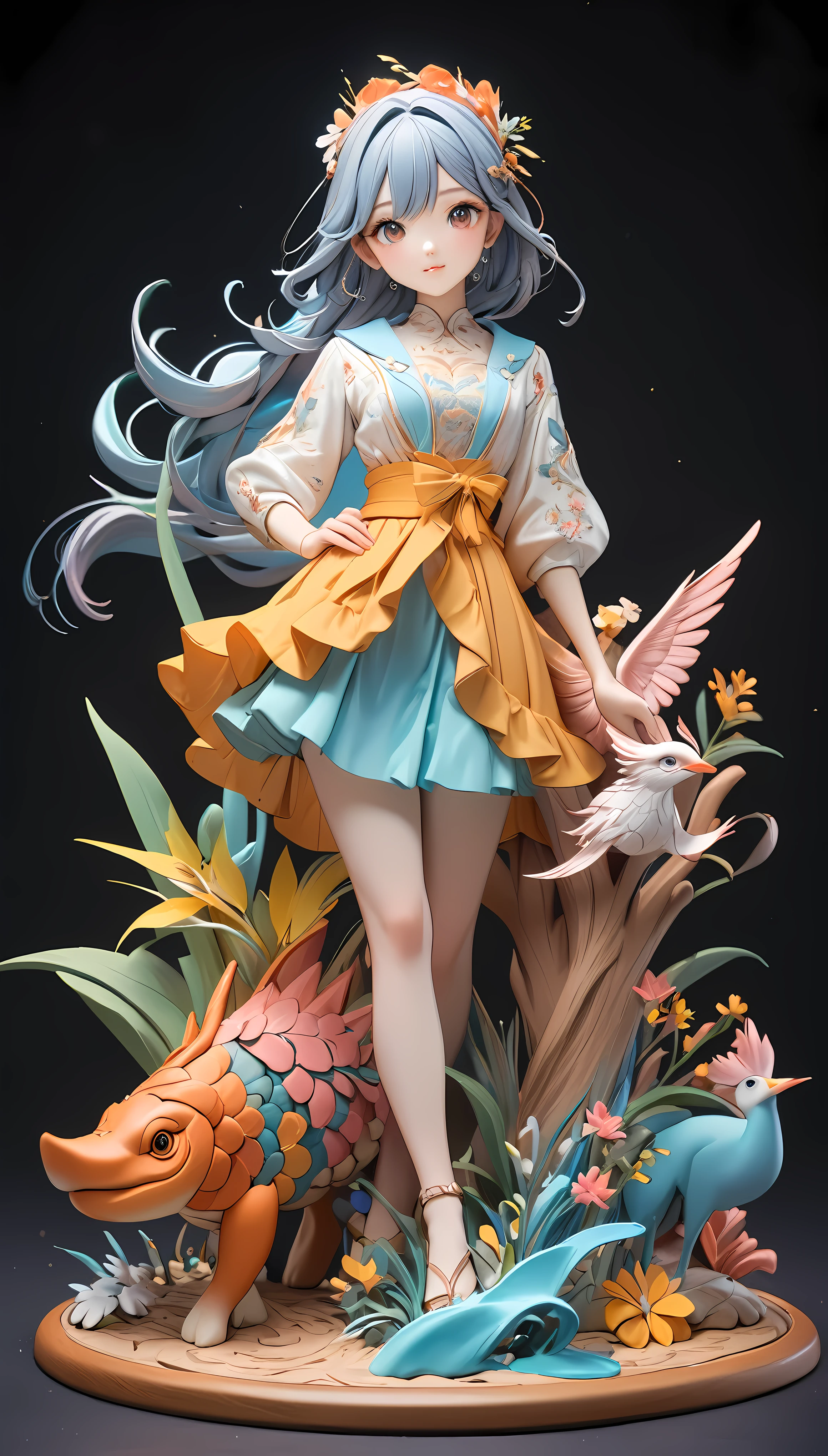 1girl, clay sculpture, vibrant colors, soft pastel clay, highly detailed and accurate clay texture, stop motion animation, ultra-high-quality model, masterpiece by professional artisan, exquisite finish, captivating aesthetics that viewers will adore