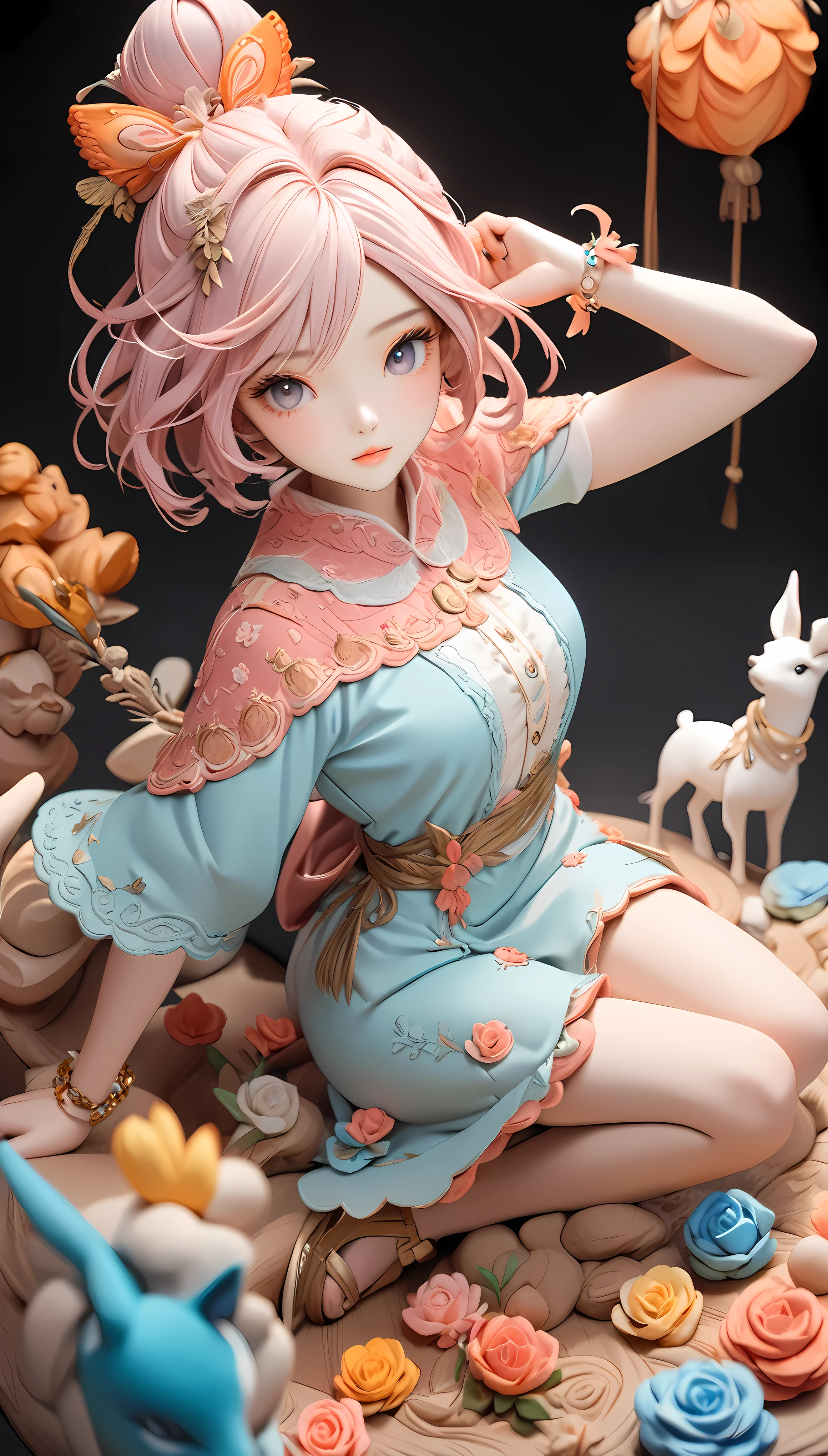 1girl, clay sculpture, vibrant colors, soft pastel clay, highly detailed and accurate clay texture, stop motion animation, ultra-high-quality model, masterpiece by professional artisan, exquisite finish, captivating aesthetics that viewers will adore