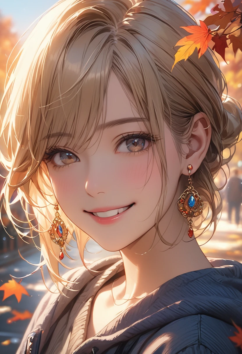 (Highest quality、masterpiece、High resolution、detailed), (Realistic skin texture:1.3), (detailedな目、Beautiful Face), 1 female,  Delicate face, cute, One Girl, alone,  Wicked Smile,hoodie, Pleated skirt, ＪＫ,Large Breasts、Attractive  Ultra HD, masterpiece, Highest quality, Super Detail, Accurate, , rtrophto1