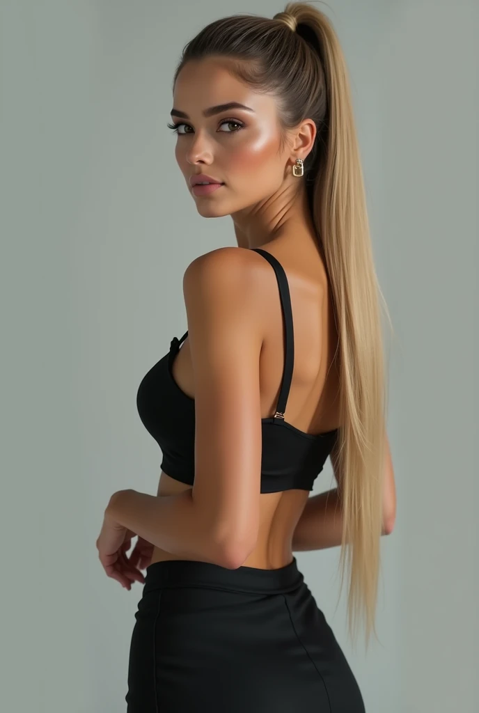 rear view of sexy young blonde female valkyrie